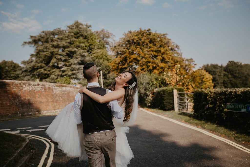 Bride and groom portraits Hampshire wedding