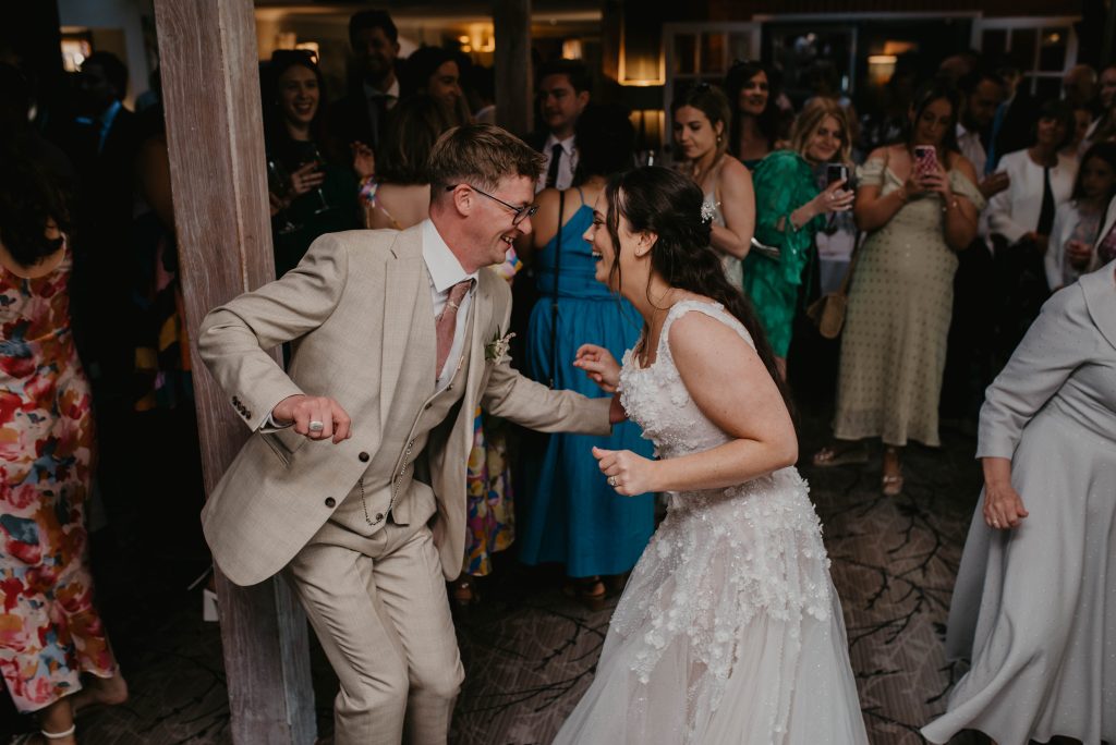 A Bride and Groom having a first dance at their wedding reception at a hotel in Chichester